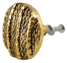 Round Jute Shape Antique Golden Aluminium Dresser Knob